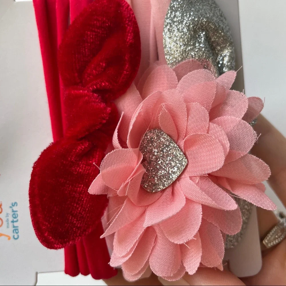 Carter's 3 Pack Hearts, Bows & Floral Headwraps
